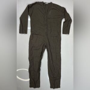 James Perse Linen Jumpsuit Women Size 1 Small Olive Green WDTT6439CU